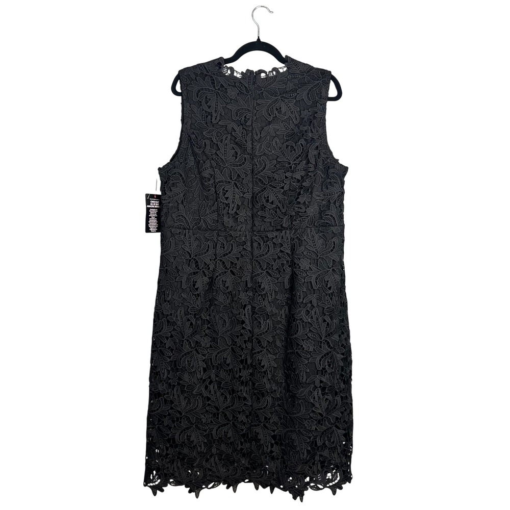 Jessica London Black Lace Midi Dress Plus Sz 20W Sleeveless LBD V-Neck Lined NWT - Picture 3 of 12